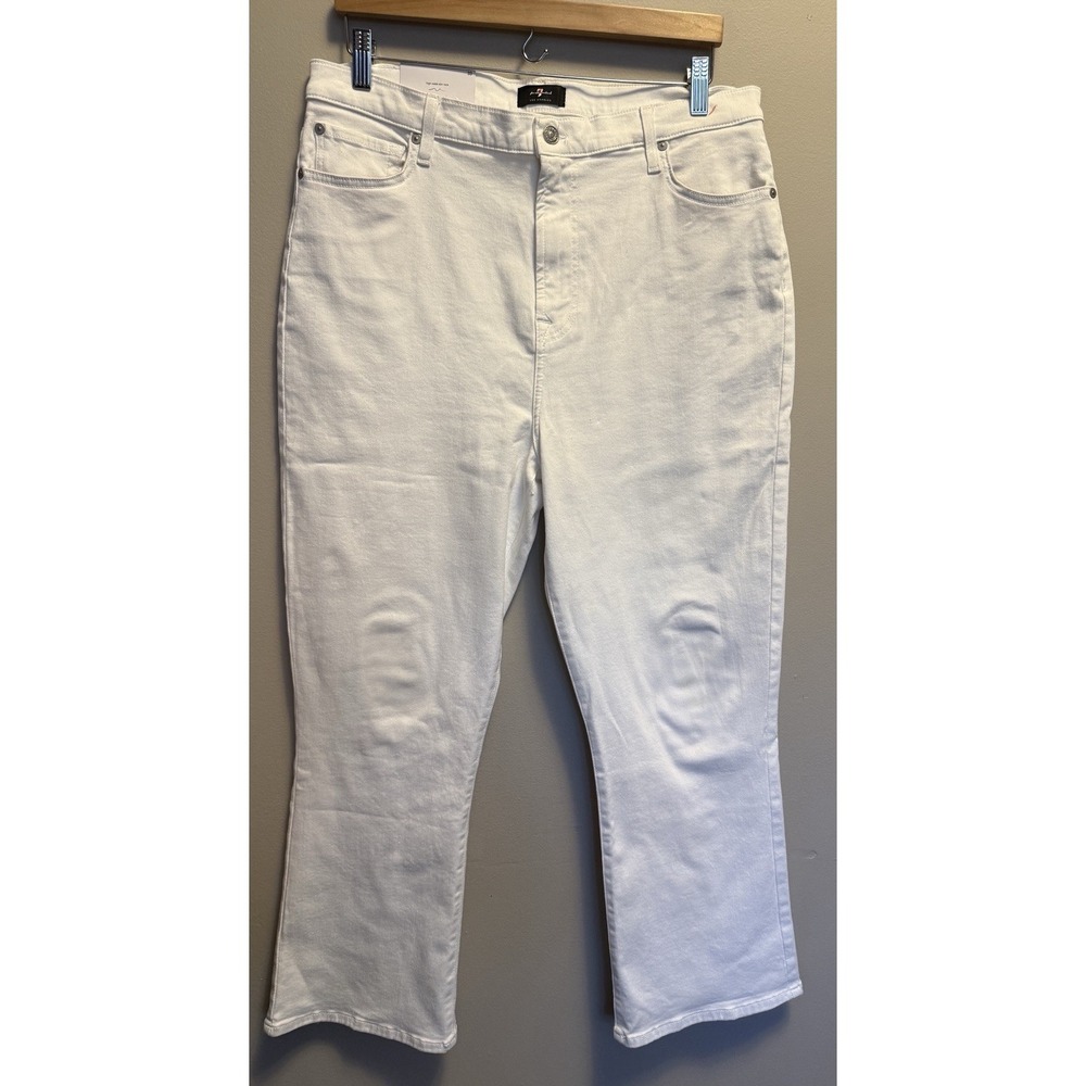7 For All‎ Mankind Women's High Waist Slim Kick Pants White Size 33 NWT Flawed